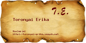 Toronyai Erika névjegykártya